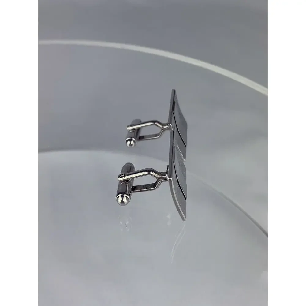 Large Scrolls Drops Leaves Silver Tone Cufflinks Abstract Formal Vintage M1